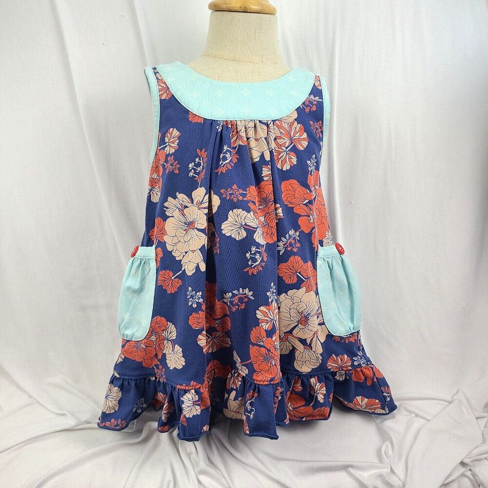 Matilda Jane No One Like You Tunic Top Blue Red Floral Ruffles Girls 4
